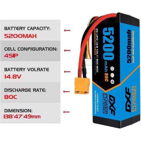 copy of Batteria DXFDXF 4S Lipo 14.8V 5200mAh 60C TX60