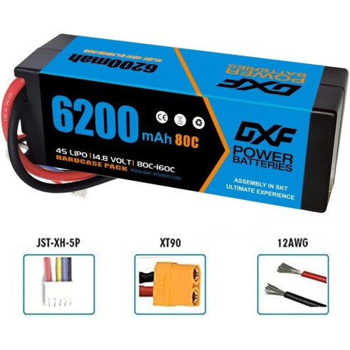 DXF 4S Lipo Batteria 14.8V 6200mAh 80C TX90